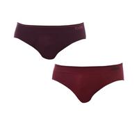 DIM Slip Homme Seamless Coton x2, Rouge Truffe/Marron Intense, XL