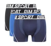 DIM Boxer Homme Sport Micro Thermorégulation x3, Noir/Bleu De Berlin/Bleu Cyan, S