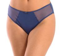 DIM Slip Femme Sans Couture Generous Coton Bio x1, Bleu, XL