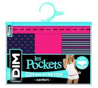 DIM Boxer Femme Les Pockets Coton Couleurs & Motifs x3, Lot Pretty Rose, XL