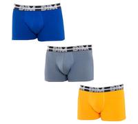 DIM Boxer Homme Style Powerful Coton Stretch x3, Gris Souris/Jaune Mimosa/Bleu Acier, L