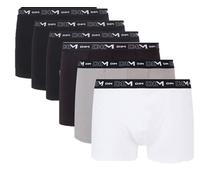 DIM Boxer Homme Coton Stretch Respirant Maintien Optimal x6, Noir/Gris/Blanc/Noir/Noir/Noir, M