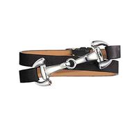 DIMACCI Bracelet mors en cuir de veau | Collection favorite en noir et argent en acier inoxydable | Bijoux pour femmes cavalières dans un coffret cadeau | Avec gravure