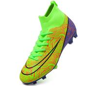 DimaiGlobal Chaussures de Football Homme Professionnel Crampons Antidérapants pour l'entraînement Athlétisme Adolescents High Top Chaussures de Sport 34EU Vert