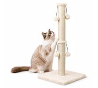 Dimaka Arbre à chat de 73,7 cm, en corde de sisal naturel avec 4 balles de jouet pour grands chats (beige)