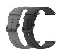 Diman Silicone Bracelet pour Amaz fit GTS 3/GTS 4 Mini/GTS 2/GTS 2e/Bip U/Bip U Pro/Bip Lite, [2 Pièces] 20mm Souple Bracelets de Montre Remplacement Sangle Bracelet [Libération Rapide], Gris + Noir