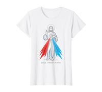 Dimanche de la Divine Miséricorde : Jésus, catholique T-Shirt Graphique avec Valeur, Femme, Blanc, S