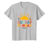 Dimanche Funday : Joyeuse Plage Plage Ambiance Estivale, T-Shirt, Enfant, Argent, 3 Ans