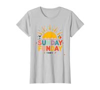 Dimanche Funday : Joyeuse Plage Plage Ambiance Estivale, T-Shirt, Femme, Argent, XXL