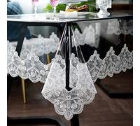 Dimatic Nappe imperméable en Plastique Transparent, Nappe rectangulaire en PVC avec macramé de Dentelle, résistante aux déversements d'huile, pour Les Tables à Manger, Les fêtes et Les Vacances