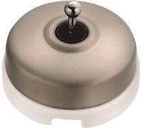 DIMBLER - Interrupteur Va et Vient Porcelaine Blanche Coque Nickel Satiné Réf. 60308513-FONTINI