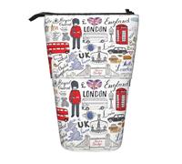 DIMDTBMT Trousse télescopique avec inscription « I Love London » - Trousse à crayons sur pied, trousse à crayons, trousse de maquillage pour garçons, filles, adolescents, étudiants et bureau, Noir ,