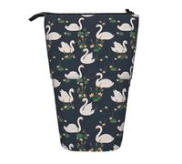 DIMDTBMT Trousse télescopique - Beau cygnes blancs sur le lac - Trousse à crayons sur pied, trousse de papeterie, trousse à crayons, trousse de maquillage pour garçons, filles, adolescents, étudiants