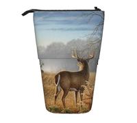 DIMDTBMT Trousse télescopique - Chasse au cerf - Porte-crayons sur pied, trousse de papeterie, trousse à crayons, trousse de maquillage pour garçons, filles, adolescents, étudiants et bureau, Noir ,