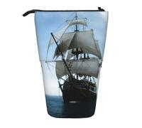 DIMDTBMT Trousse télescopique - Vieux bateau à voile - Porte-crayons sur pied, trousse de papeterie, trousse à crayons, trousse de maquillage pour garçons, filles, adolescents, étudiants et bureau,