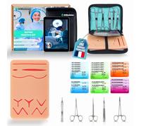 Dimedsion Kit Suture avec Coussin Ultra-Réaliste - Kit de Suture Étudiant Médecine avec Formation E-Learning, Kit Entraînement Suture Complet, Cadeau Étudiant Médecine
