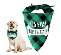 Dimeho Bandana d'anniversaire pour chien, motif écossais vert, bandana triangulaire pour chien, chat, animal de compagnie, cadeau d'anniversaire pour chiens de petite et grande taille (vert)