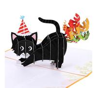 Dimeho Carte d'anniversaire pop-up amusante avec chat 3D avec confettis en forme de chat - Faite à la main - Cadeau pour mari, épouse, petit ami