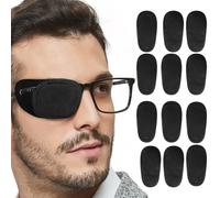 Dimeho Lot de 12 cache-yeux pour lunettes, réutilisables, professionnels, réutilisables, pour le traitement de l'amblyopie paresseuse, du strabisme, noirs