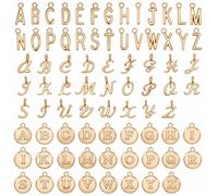 Dimeho Lot de 156 breloques ABC 3 styles pendentifs majuscules A-Z double face bijoux colliers bracelets