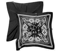 Dimeho Lot de 2 foulards carrés en satin de 70 cm pour femme - Bandana en soie - Pour fille - Multicolore - Taille unique, Noir , 70 × 70cm