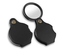 Dimeho Lot de 2 petites loupes grossissantes x10 en verre portable pliable avec étui de protection rotatif pour la lecture, le travail rapproché, le journal, le livre, le magazine, la réparation de