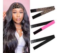 Dimeho Lot de 3 bandeaux élastiques réglables pour perruque - Bandeau imperméable - Antidérapant - Sans coutures - Pour homme et femme - Sport