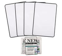Dimeho Lot de 4 feuilles grossissantes 4X légères avec lentille de Fresnel optique transparente pour la lecture de petits imprimés, cartes, livres, personnes ayant une faible vision, personnes âgées