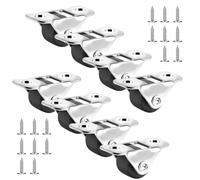 Dimeho Lot de 8 roulettes en caoutchouc pour meubles, petites roulettes fixes, roulettes de transport, mini roulettes pivotantes avec plaque en métal pour meubles, appareils, équipements, caisses à