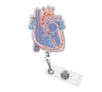 Dimeho Porte-badge cardiaque rétractable en forme de cœur avec clip pour carte d'identité anatomie drôle porte-étiquette de nom d'infirmière pinces pour badge d'allaitement pédiatrique pour médecin