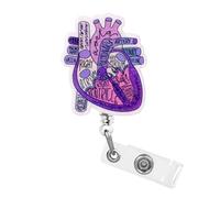 Dimeho Porte-badge cardiaque rétractable en forme de cœur avec clip pour carte d'identité, infirmière, pédiatrie, médecin, étudiant, enseignant, assistant médical