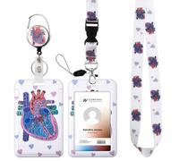 Dimeho Porte-badge ID avec cordon et étiquette de badge cardiaque en forme de cœur avec clip de ceinture rétractable, porte-badge robuste détachable pour infirmières, médecins, bureau médical, femmes