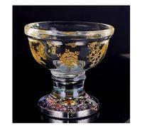 DIMEIYAN Bol bouddhiste, ensemble de bols chantants tibétains, bol bouddhiste Transparent de 9cm, tasse d'eau bénite en verre, gobelet d'autel du bouddhisme tibétain