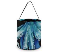 [Dimensions : 20 x 21 x 18 cm (l x L) - Sac fourre-tout bleu aquarelle imprimé pieuvre - Réutilisables pour les fêtes et les cadeaux