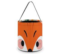 [Dimensions : 20 x 21 x 18 cm (l x L) - Sac fourre-tout d'Halloween avec imprimé animal mignon renard floral feuille - Réutilisables pour les fêtes et les cadeaux