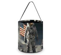 [Dimensions : 20 x 21 x 18 cm (l x L) - Sac fourre-tout d'Halloween avec motif astronaute atterrissant sur la lune - Réutilisables pour les fêtes et les cadeaux