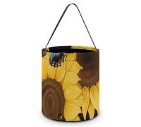 [Dimensions : 20 x 21 x 18 cm (l x L) - Sac fourre-tout d'Halloween avec tournesols jaunes avec papillons bleus imprimés - Réutilisables pour les fêtes et les cadeaux