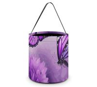 [Dimensions : 20 x 21 x 18 cm (l x L) - Sac fourre-tout pour Halloween avec imprimé fleurs violettes et papillons - Réutilisables pour les fêtes et les cadeaux