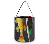 [Dimensions : 20 x 21 x 18 cm (l x L) - Sac fourre-tout pour Halloween - Différents types d'appâts de pêche imprimés - Réutilisables pour les fêtes et les cadeaux