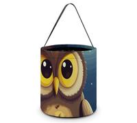 [Dimensions : 20 x 21 x 18 cm (l x L) - Sacs à bonbons imprimés hibou et lune jaune - Réutilisables pour les fêtes et les cadeaux