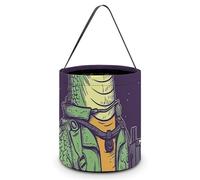 [Dimensions : 20 x 21 x 18 cm] Sac fourre-tout d'Halloween avec pistolet imprimé crocodile - Réutilisable pour les fêtes et les cadeaux