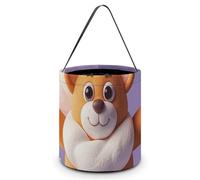 [Dimensions : 20 x 21 x 18 cm] Sac fourre-tout d'Halloween en coton imprimé animal mignon pour bonbons - Réutilisable pour les fêtes et les cadeaux