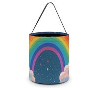 [Dimensions : 20 x 21 x 18 cm] Sac fourre-tout d'Halloween imprimé arc-en-ciel, galaxie, cheval - Réutilisable pour les fêtes et les cadeaux