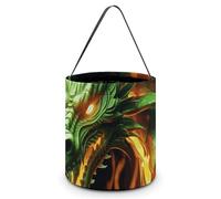 [Dimensions : 20 x 21 x 18 cm] Sac fourre-tout d'Halloween imprimé dragon chinois - Réutilisable pour les fêtes et les cadeaux
