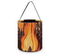 [Dimensions : 20 x 21 x 18 cm] Sac fourre-tout d'Halloween imprimé feu de camp - Réutilisable pour les fêtes et les cadeaux