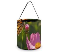 [Dimensions : 20 x 21 x 18 cm] Sac fourre-tout d'Halloween imprimé fleurs et papillons - Réutilisable pour les fêtes et les cadeaux