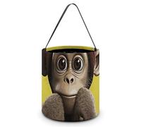 [Dimensions : 20 x 21 x 18 cm] Sac fourre-tout d'Halloween imprimé singe curieux - Réutilisable pour les fêtes et les cadeaux