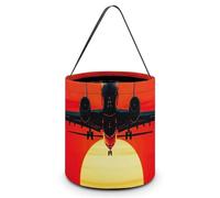 [Dimensions : 20 x 21 x 18 cm] Sac fourre-tout romantique rouge imprimé avion coucher de soleil - Réutilisable pour les fêtes et les cadeaux