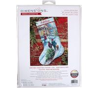 Dimensions 70-08995 Kit de broderie au point de croix personnalisable Motif vacances de Noël 40,6 cm L Bleu clair 14 fils