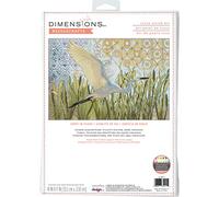 Dimensions 70-35411 Kit de broderie au point de croix Aigrette, pour débutants, 35,6 x 22,9 cm, 14 cnt, bleu clair, 4 pièces